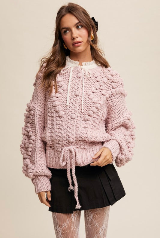 Tufted Dot Cable Knit Cardigan