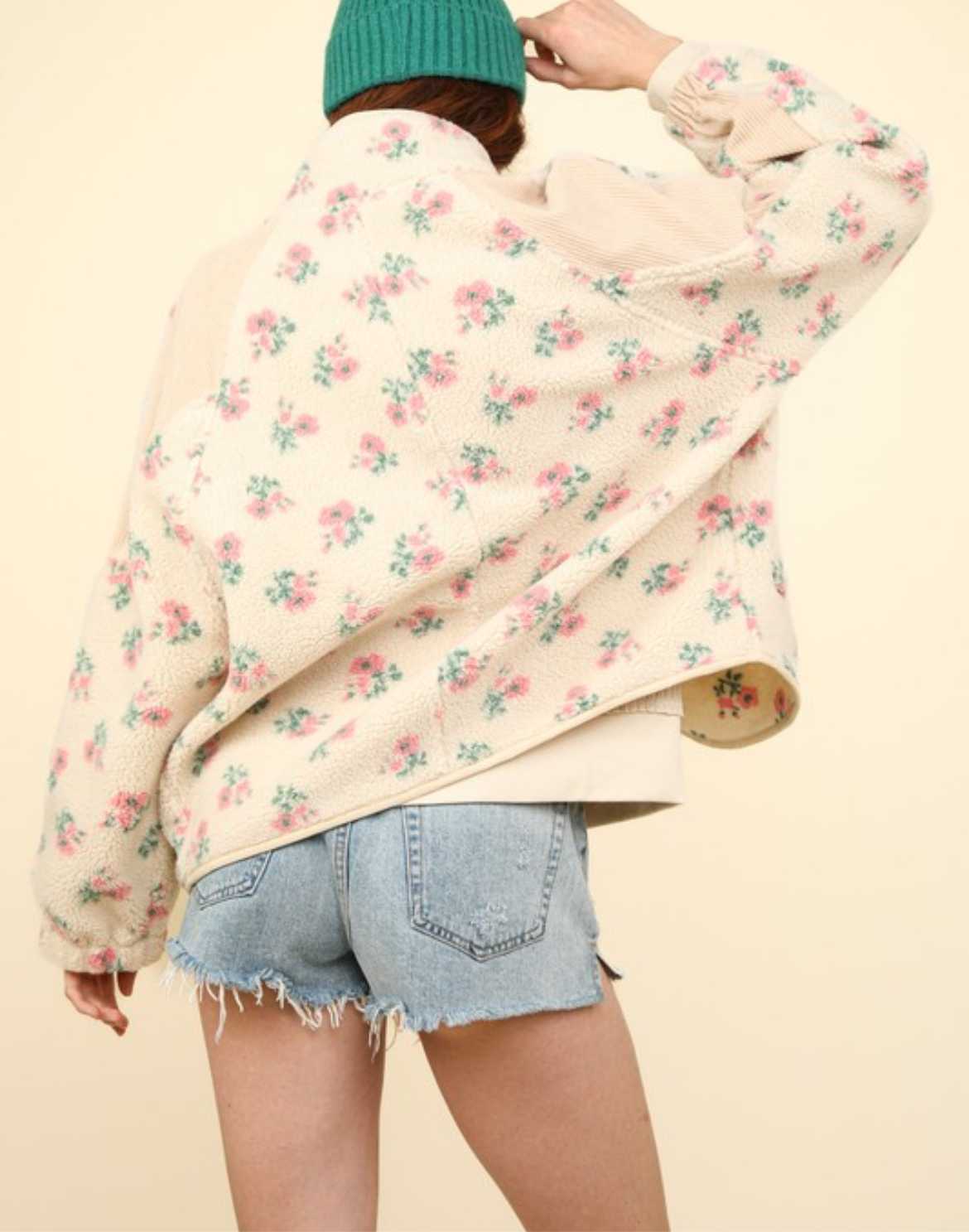 Oversized Floral Fleece Jacket