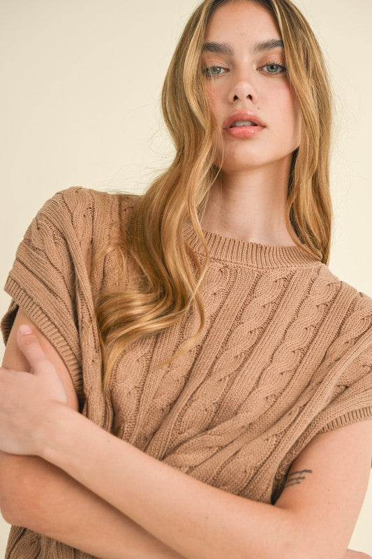 Cropped Cable Knitted Sweater Top