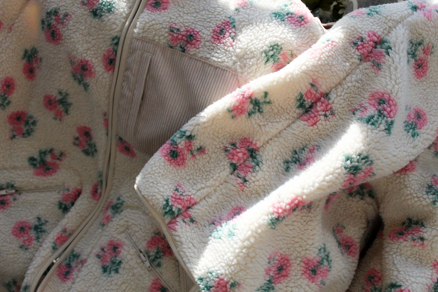 Oversized Floral Fleece Jacket