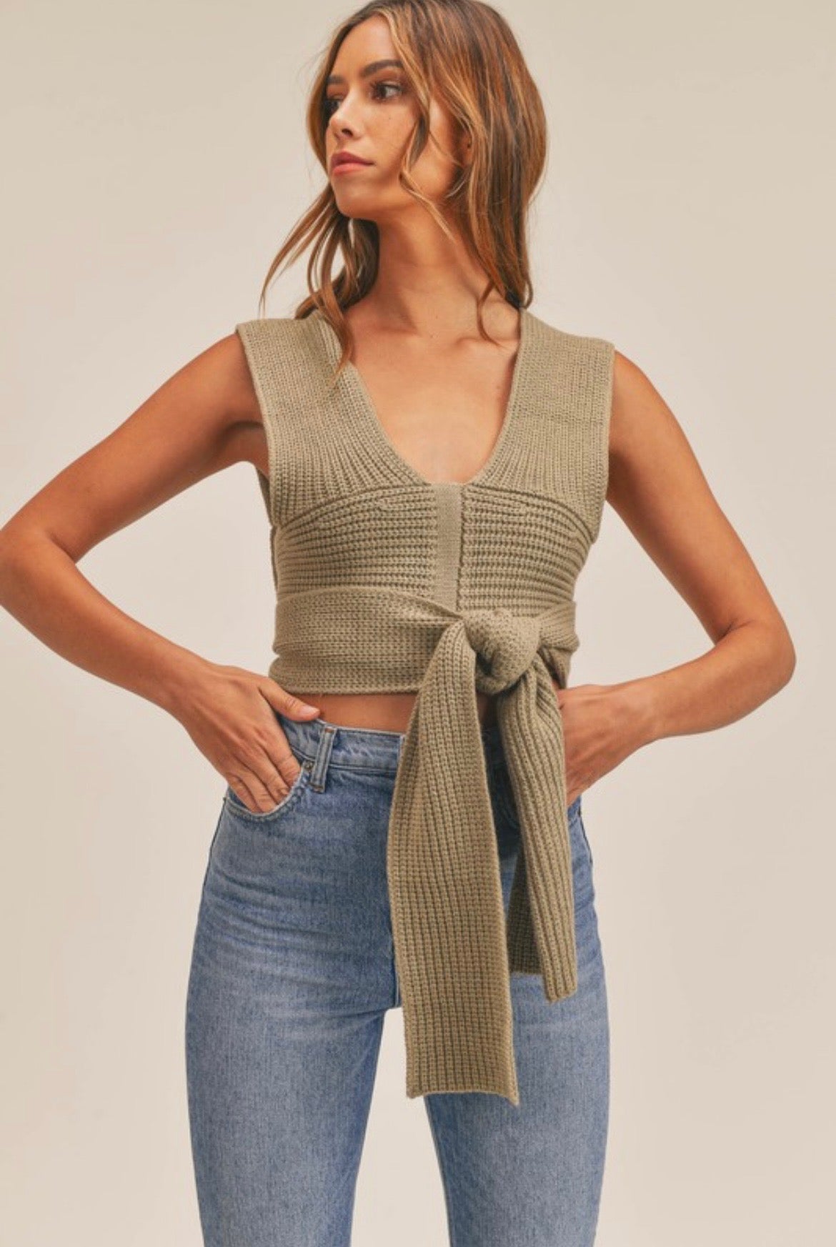 Self Tie Multi Wrap Knit Crop Top