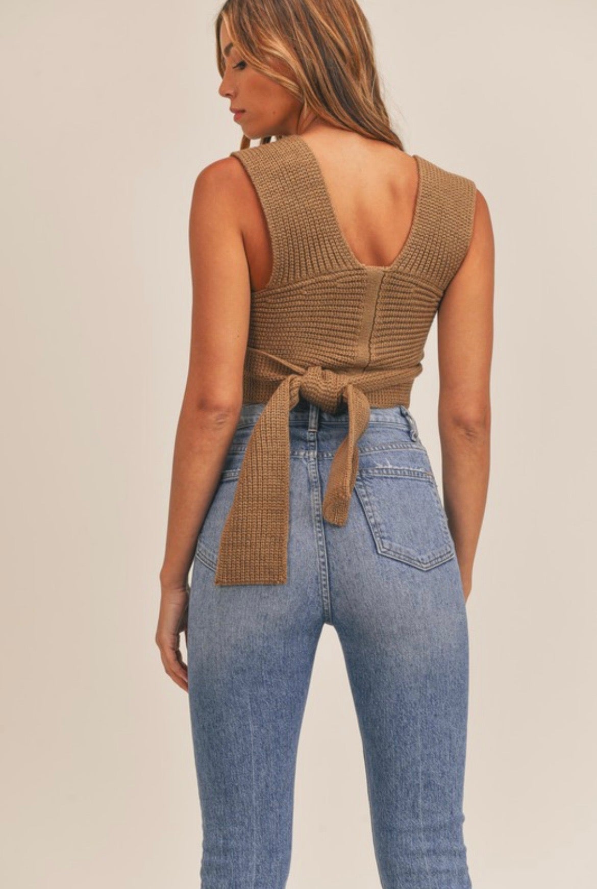 Self Tie Multi Wrap Knit Crop Top