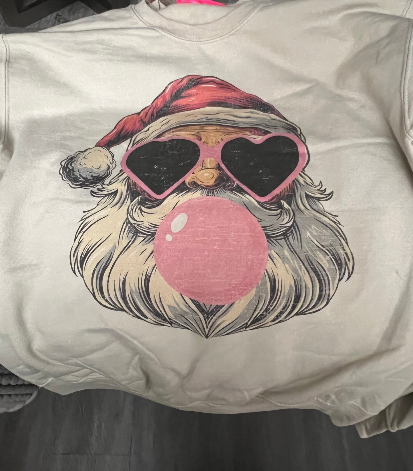 Oversized Jolly Old Saint Nick Bubble Gum Sweatshirt