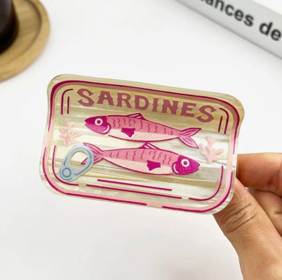 Pink Sardines Can Hair Claw Clip