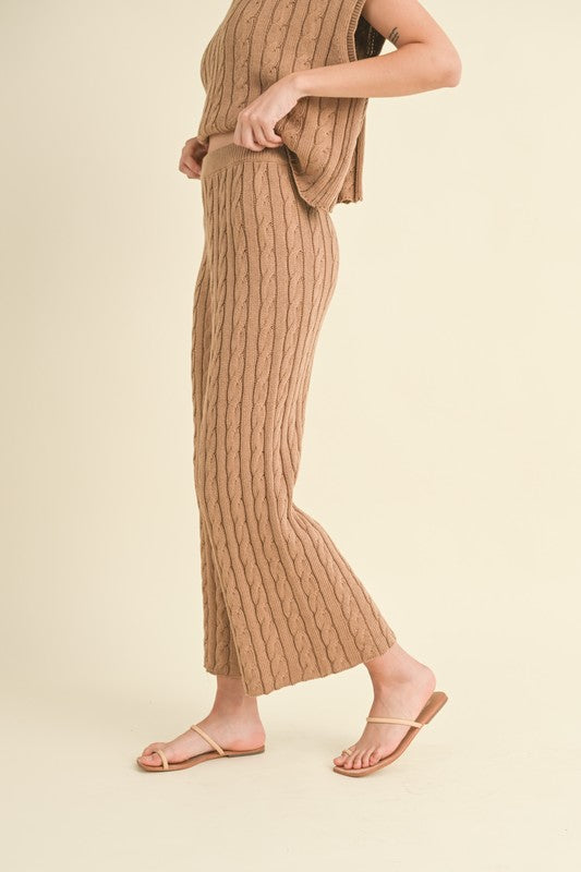 Cable Knitted Straight Leg Knitted Pants