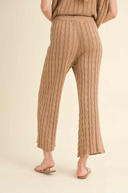 Cable Knitted Straight Leg Knitted Pants