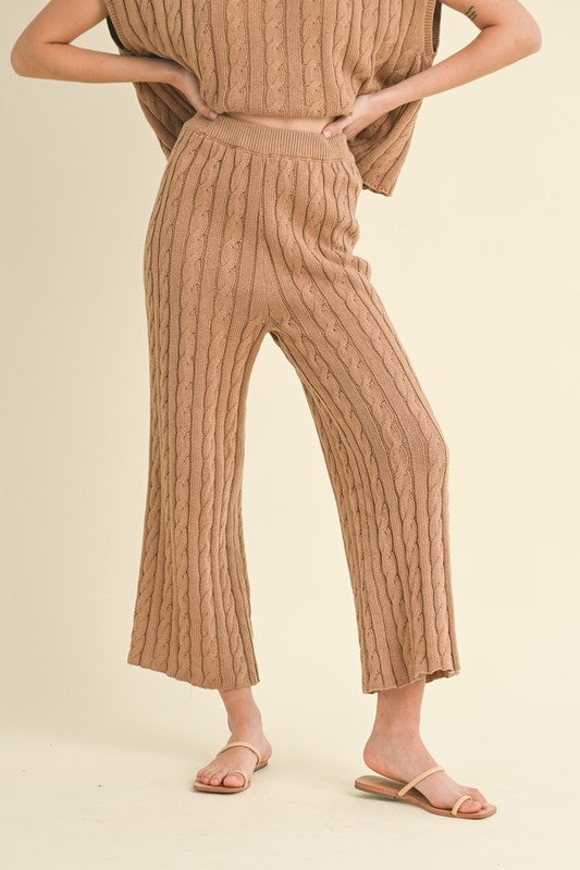 Cable Knitted Straight Leg Knitted Pants